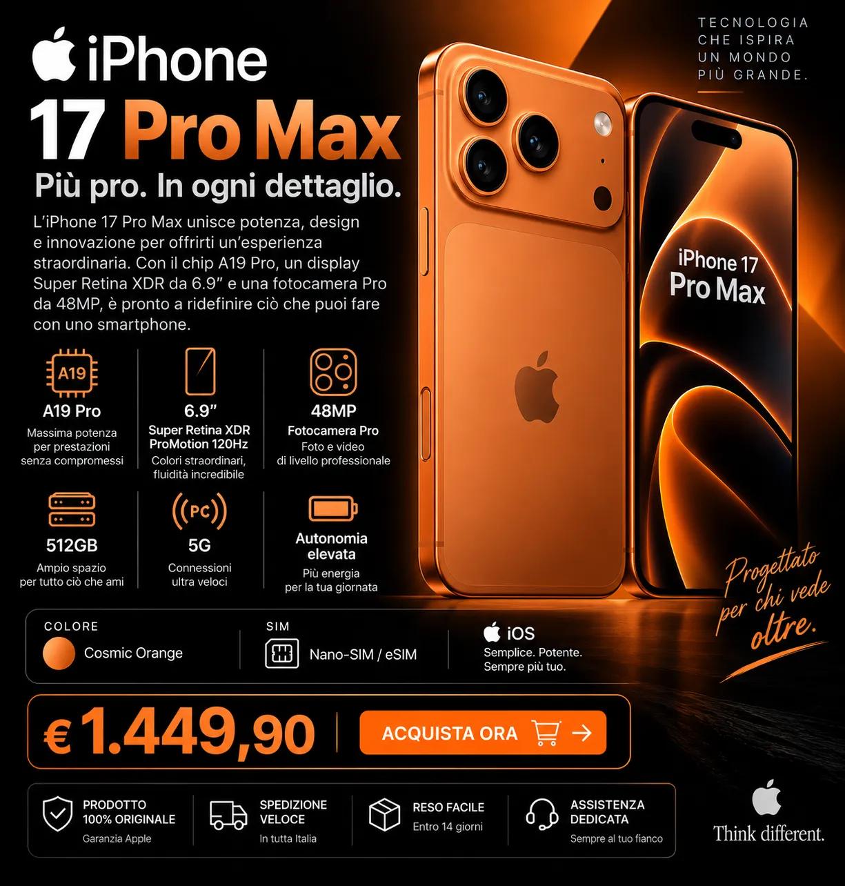 Apple iPhone 17 Pro Max 512GB Cosmic Orange: recensione, caratteristiche, prezzo e scheda tecnica 1
