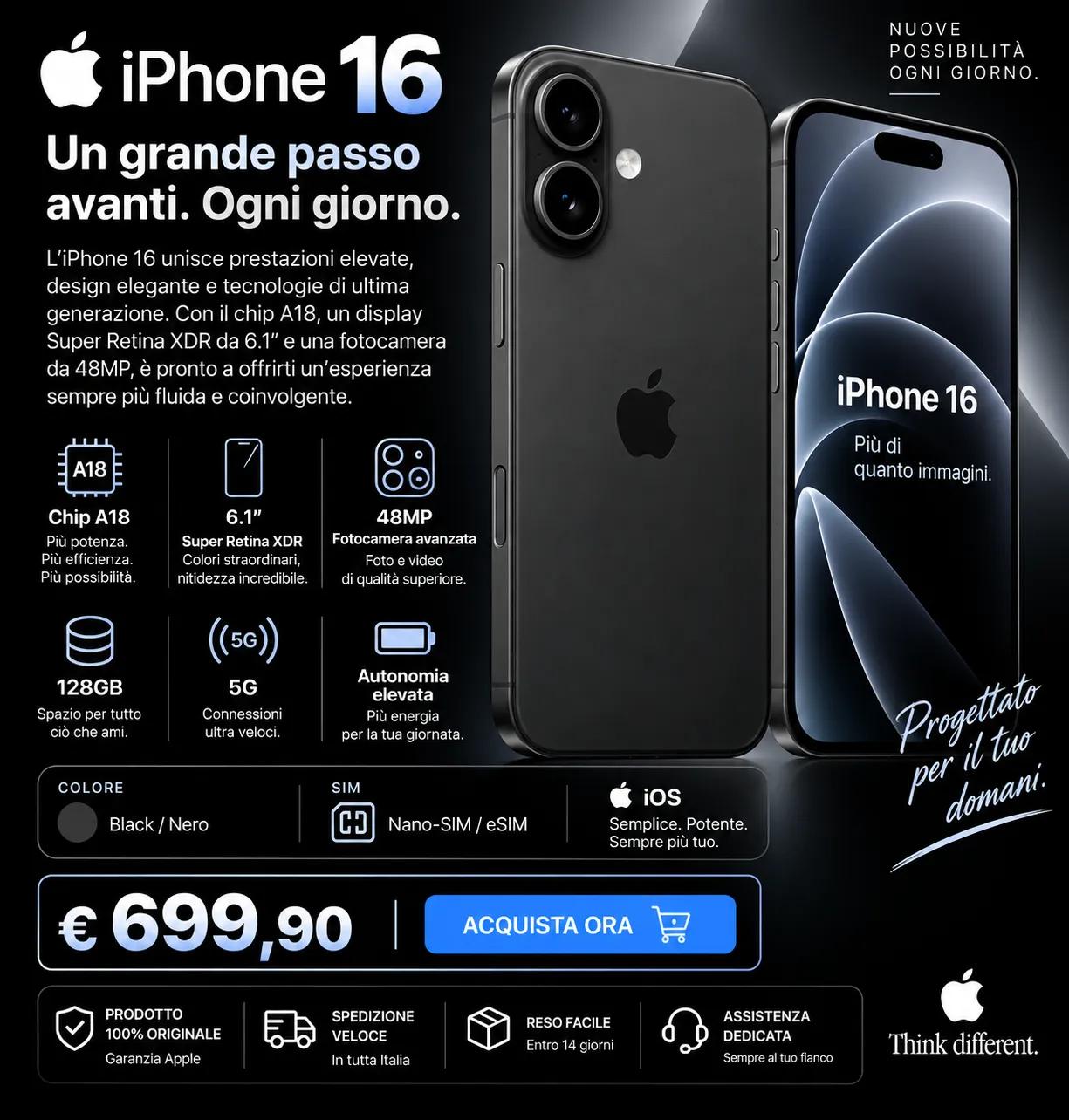 Apple iPhone 16 128GB Nero: recensione, caratteristiche, prezzo e scheda tecnica 1